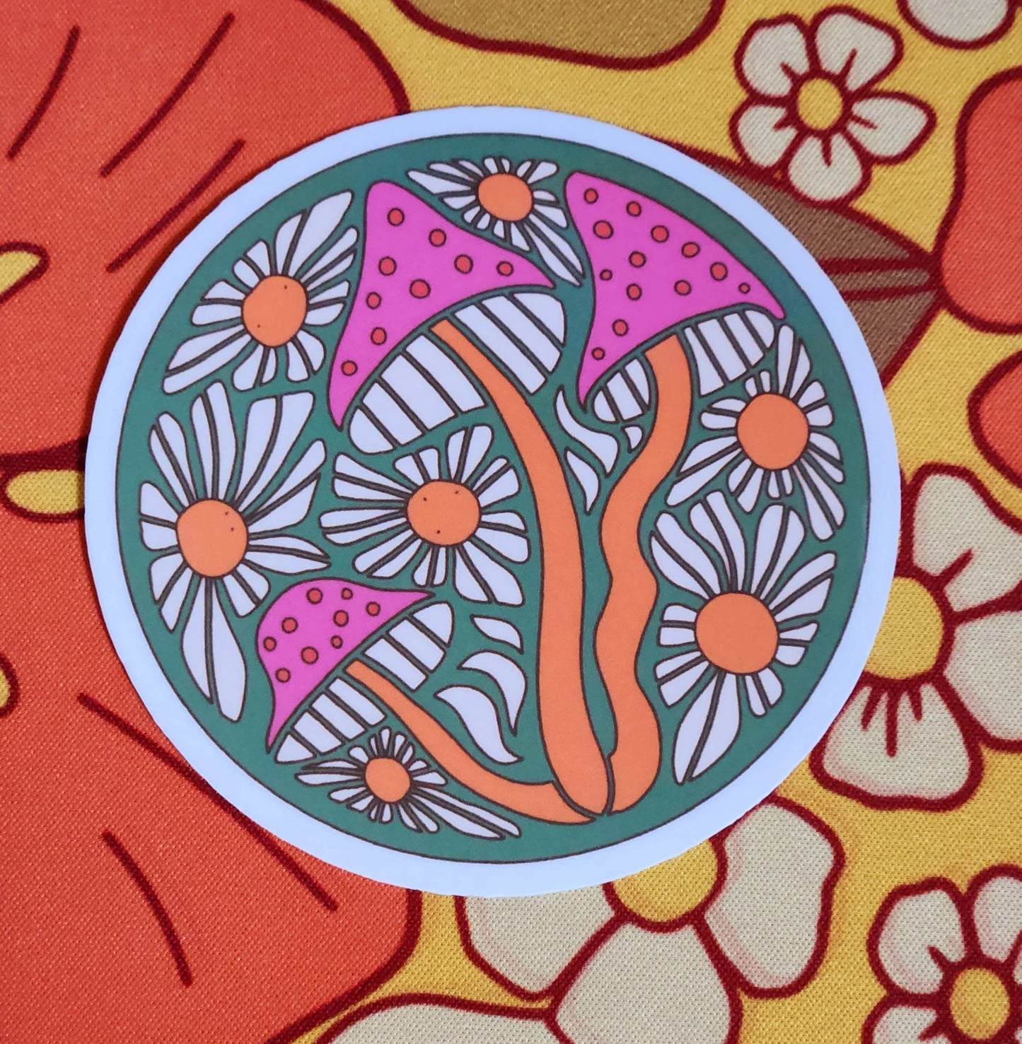 Retro mushroom sticker cute: White