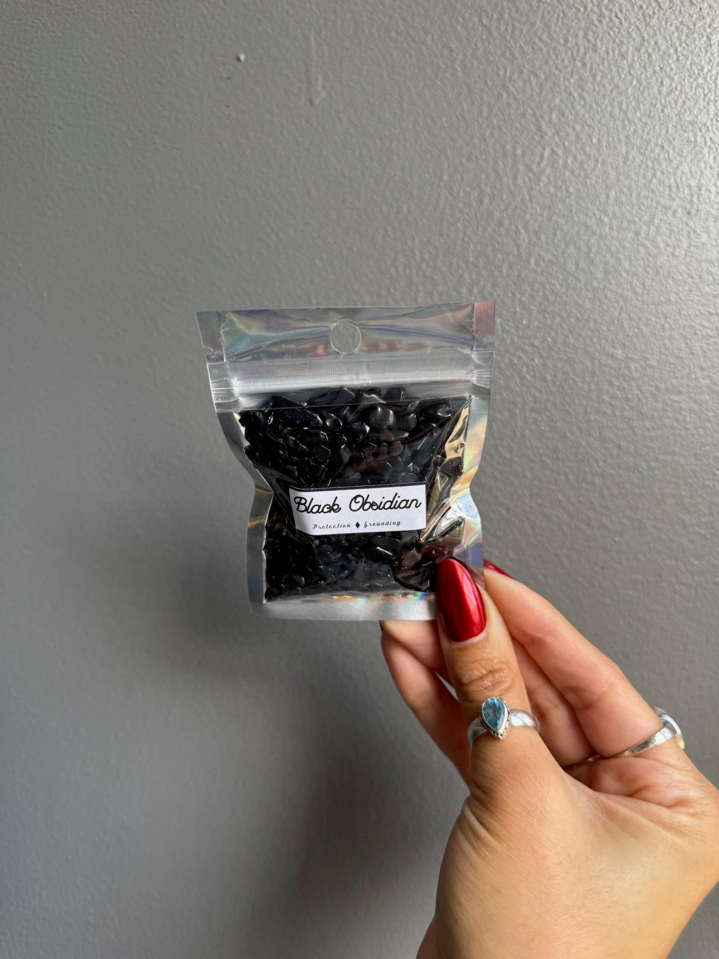 Black Obsidian Crystal Chip Bags
