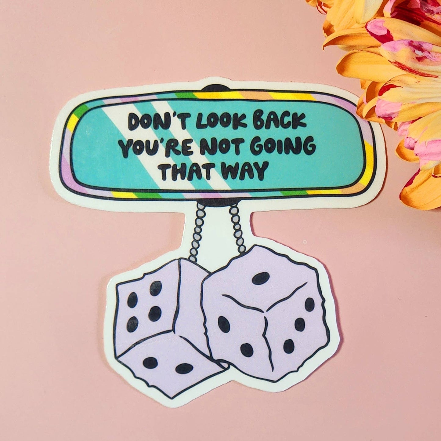 Don't look back sticker hydroflask planner retro: White