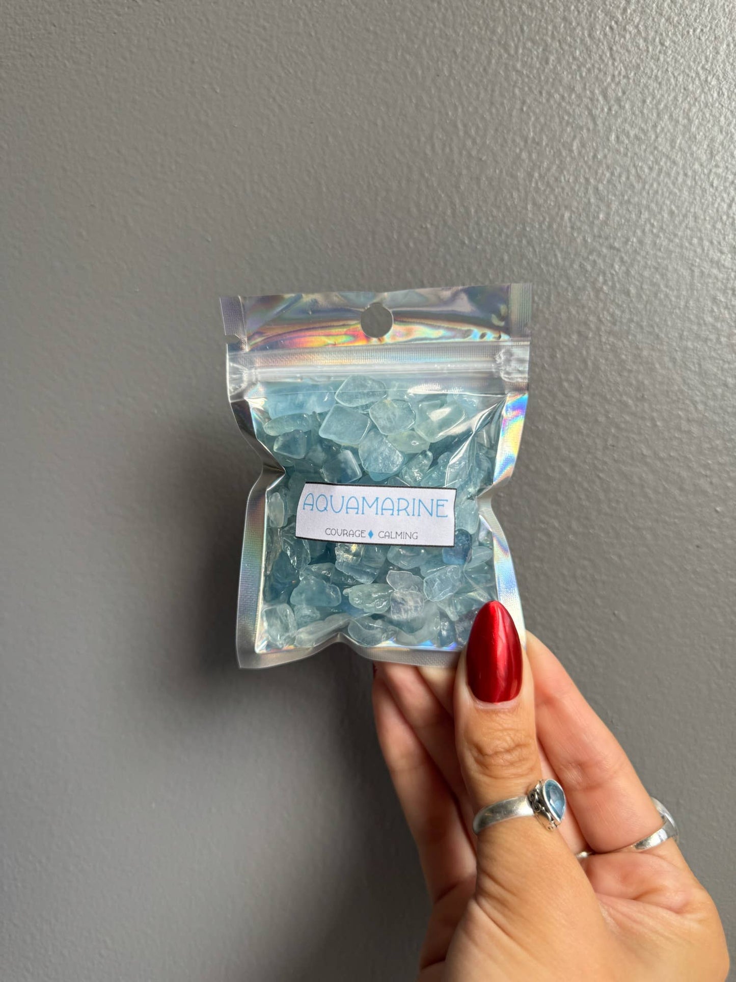 Aquamarine Crystal Chip Bags