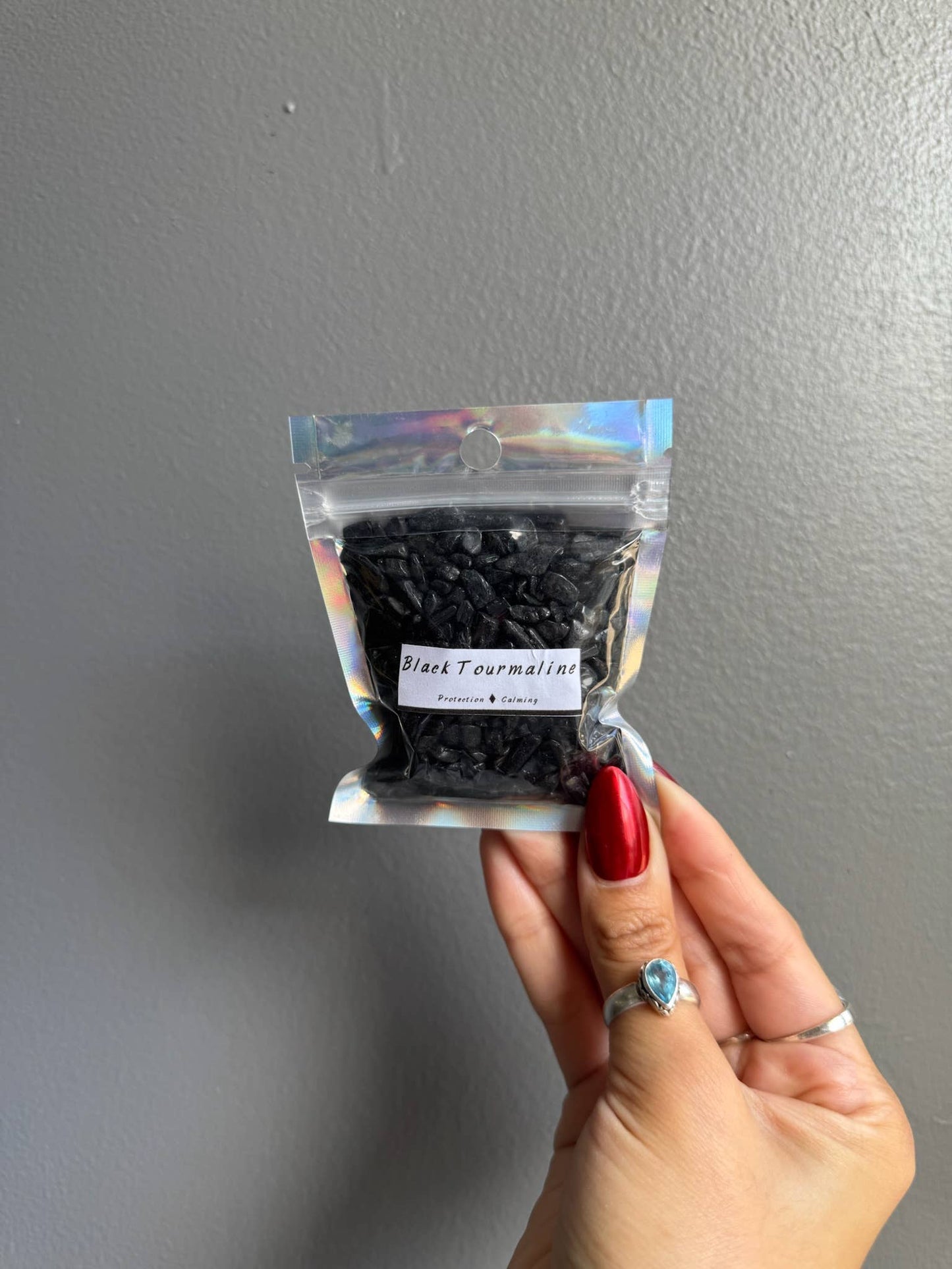 Black Tourmaline Crystal Chip Bags