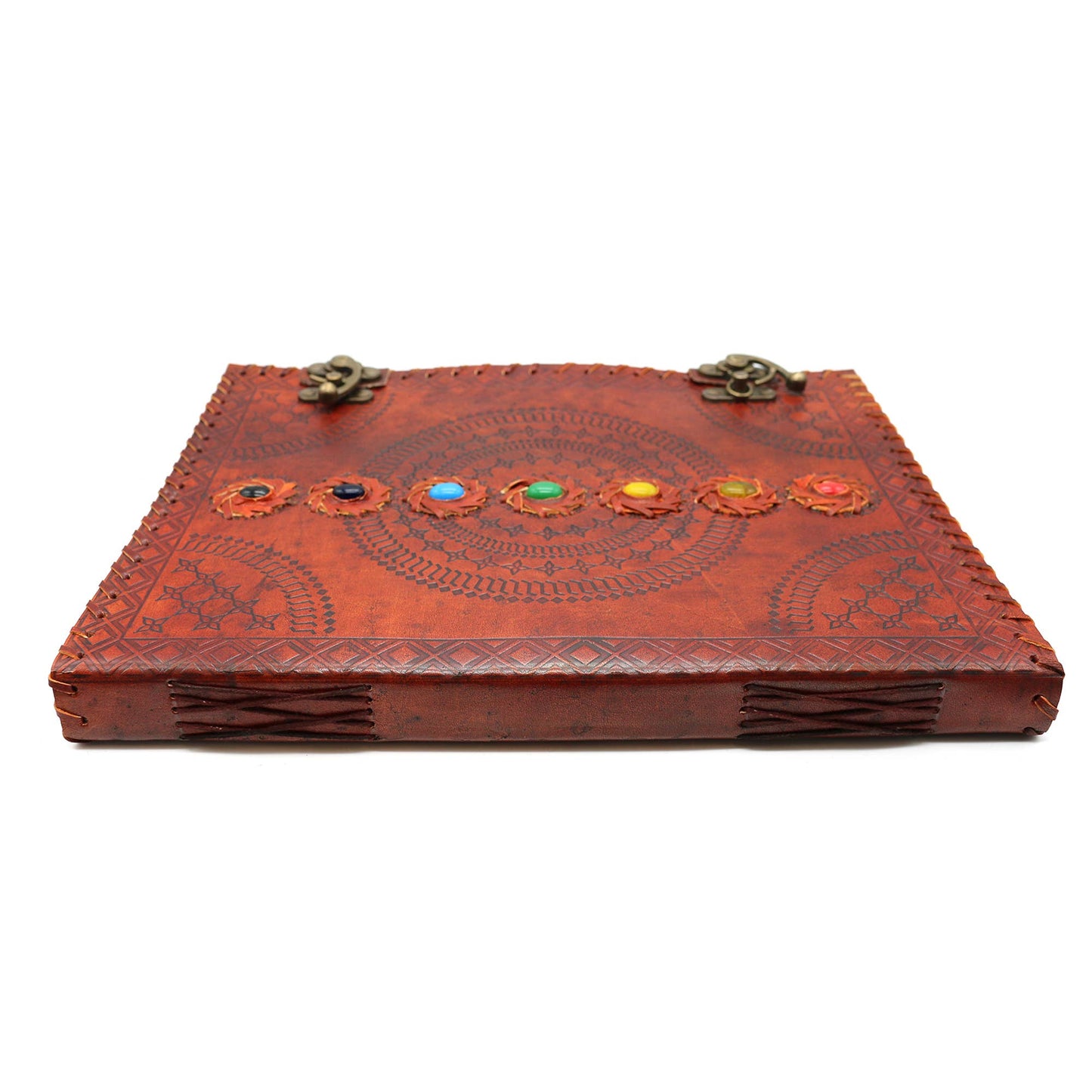 7 Chakras/Brown Blank Leather Journal (10 x 13 in.)
