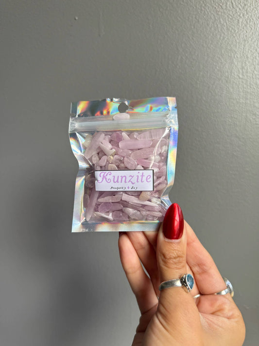 Kunzite Crystal Chip Bags