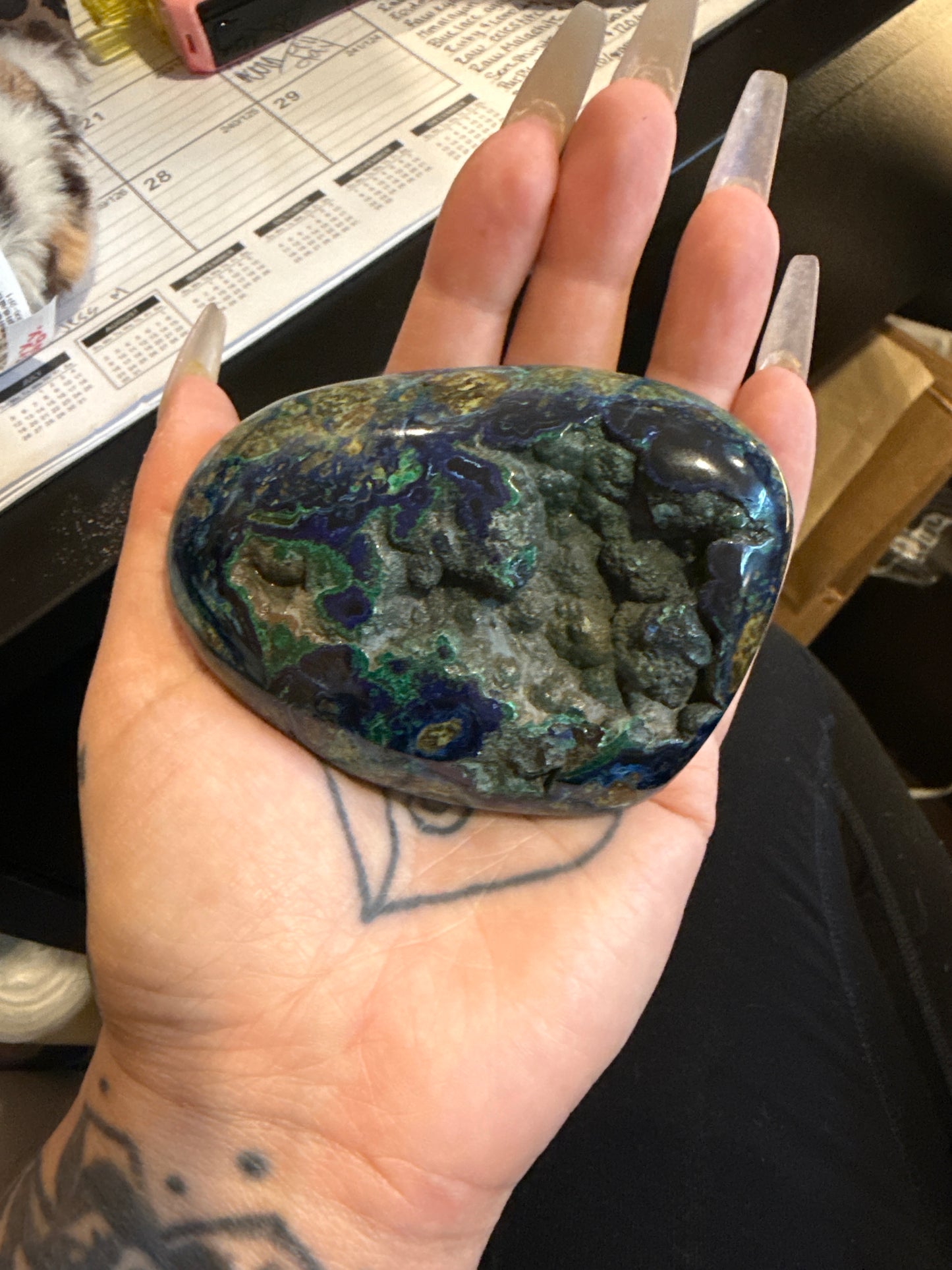 Azurite/Malachite Palm Stone/Heart