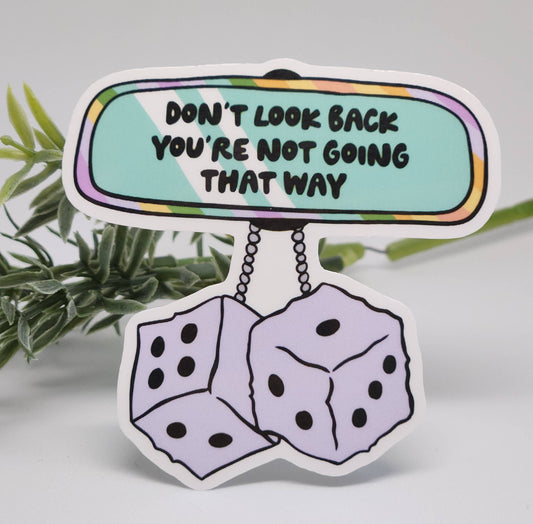 Don't look back sticker hydroflask planner retro: White