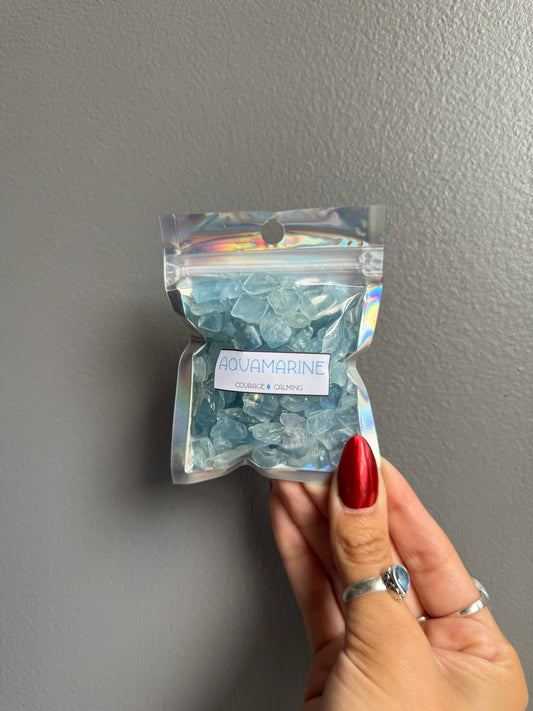 Aquamarine Crystal Chip Bags