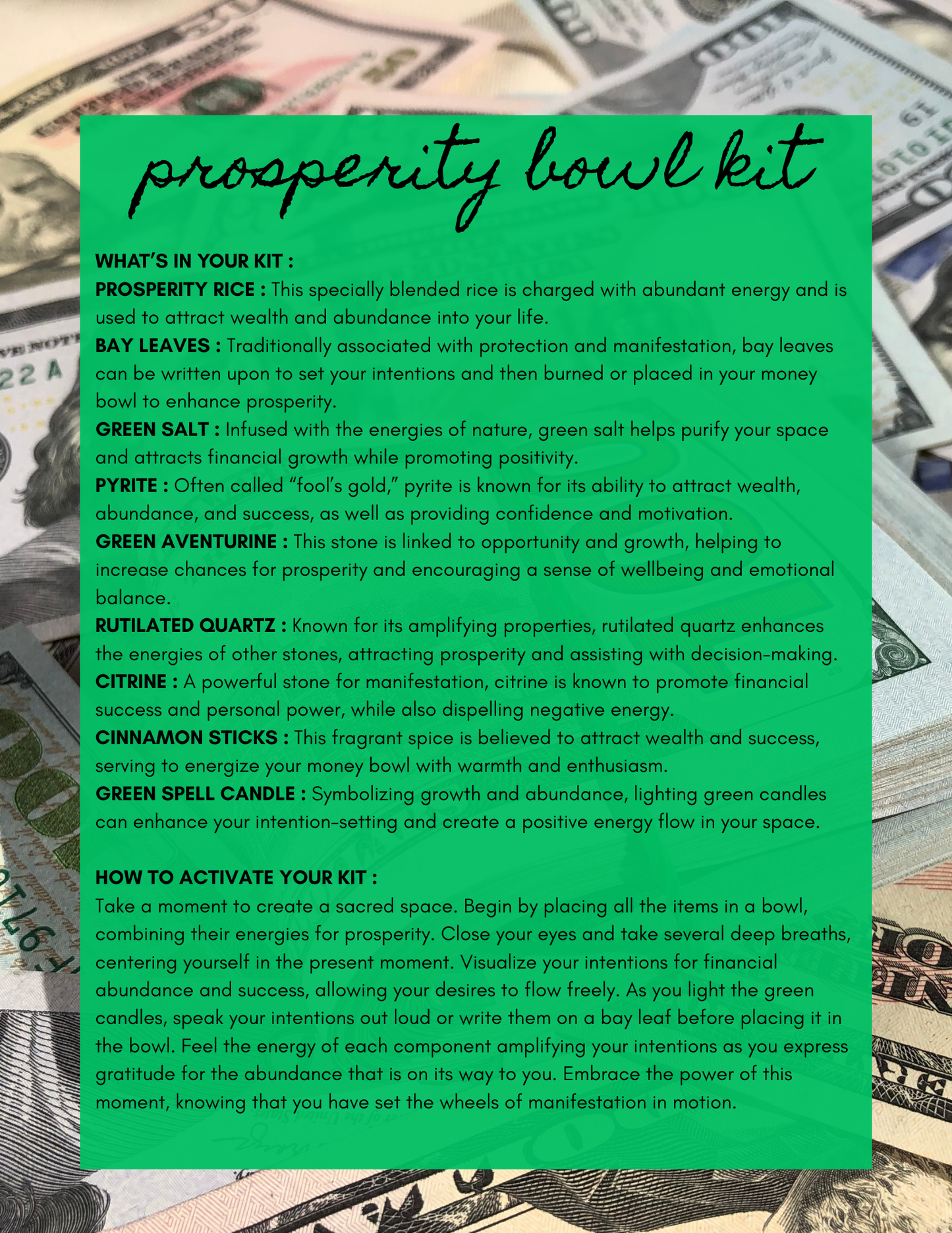Ali’s Prosperity Bowl Kit
