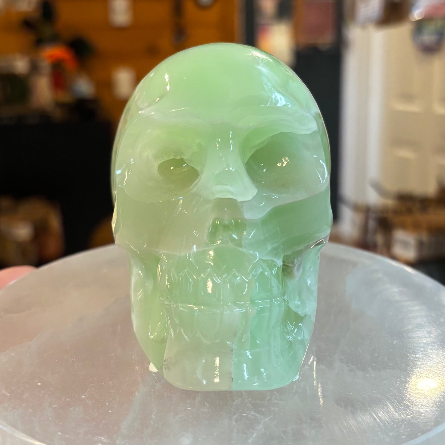 Pistachio Calcite Skull