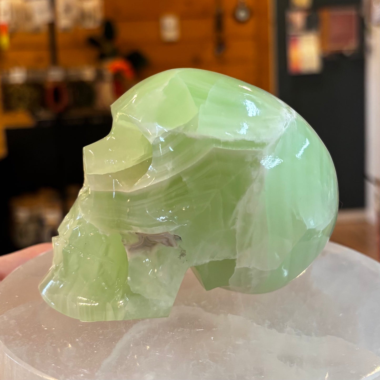 Pistachio Calcite Skull