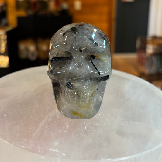 Quartz & Black Tourmaline Skull