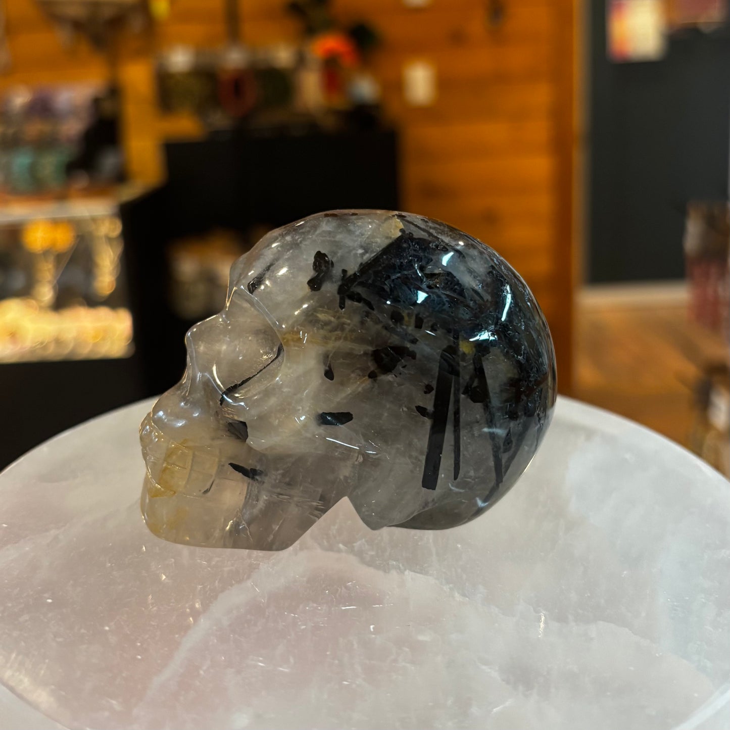 Quartz & Black Tourmaline Skull