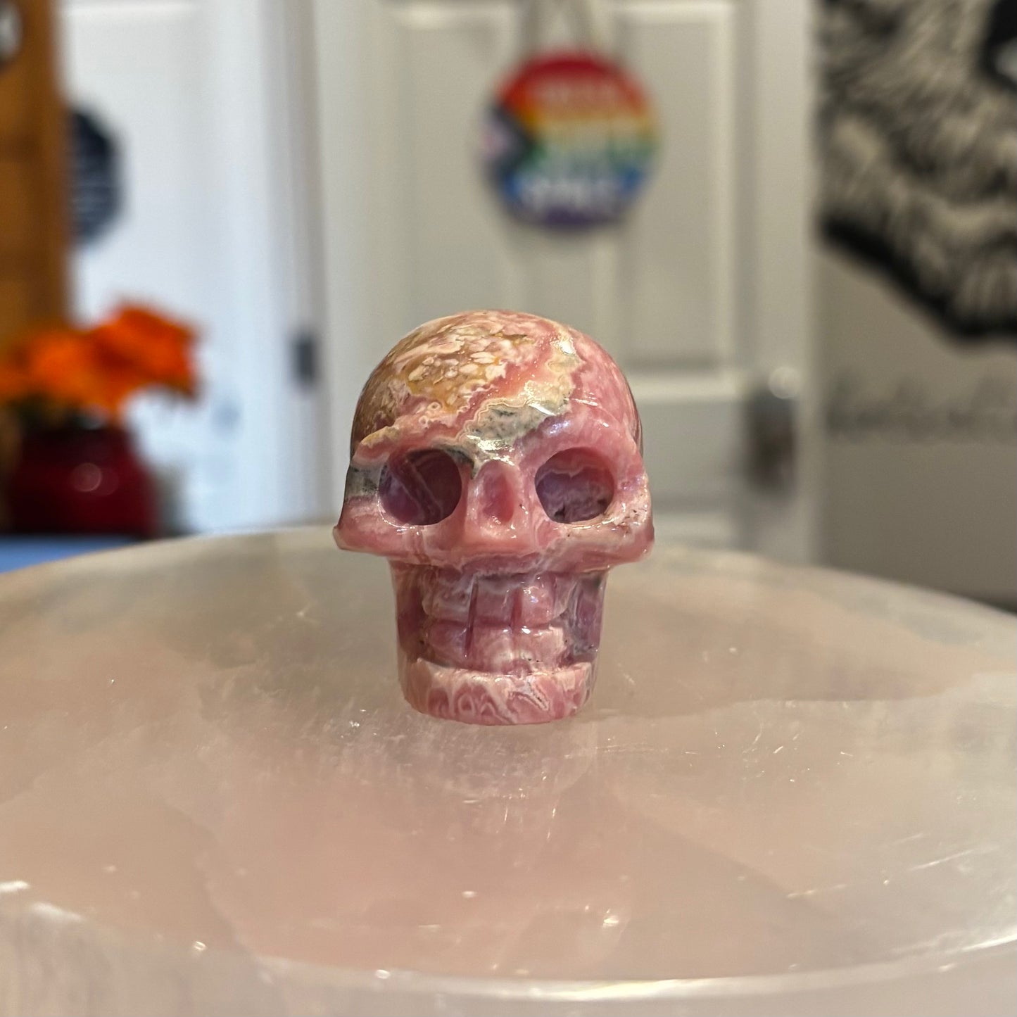 Rhodochrosite Skull