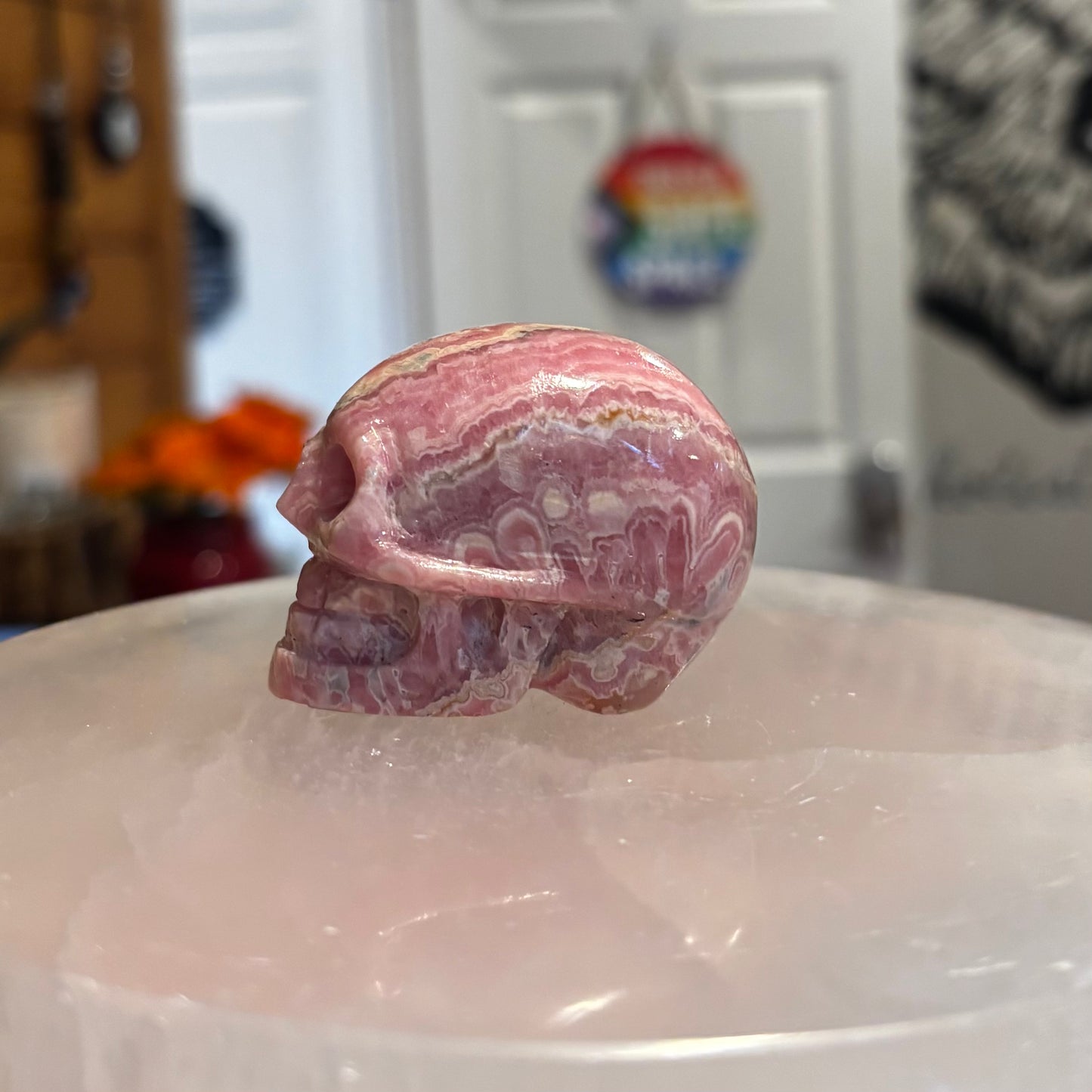 Rhodochrosite Skull