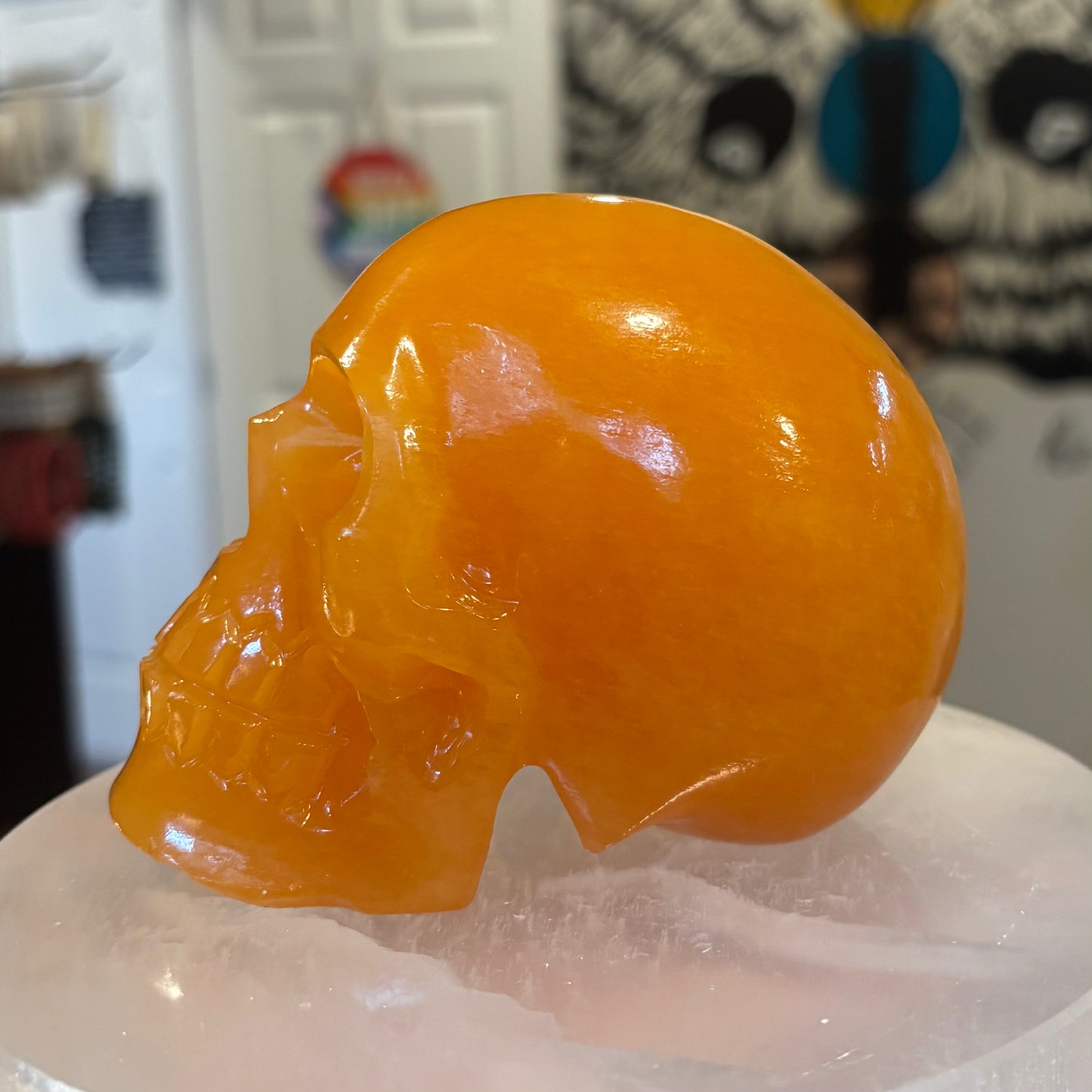 Orange Calcite Skull