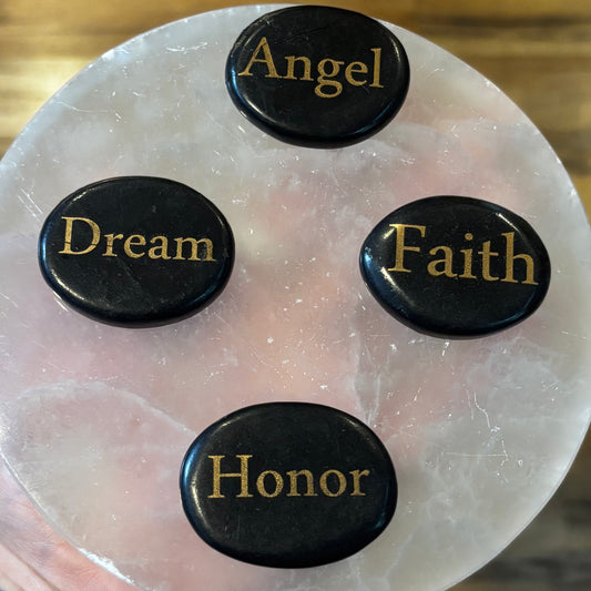 Shunghite Word Worry Stones
