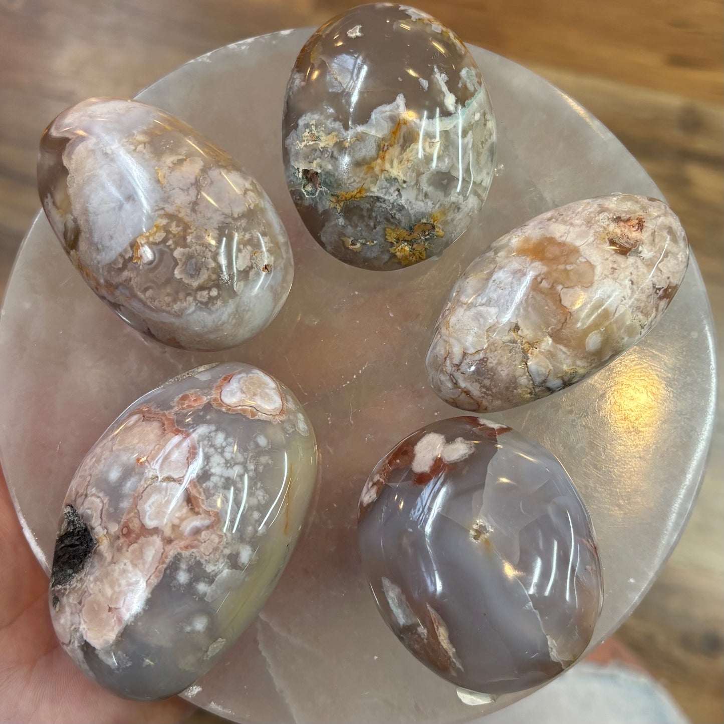 Flower Agate Palm Stone