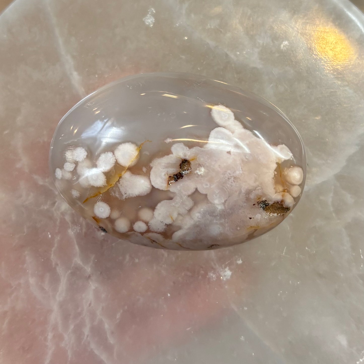 Flower Agate Palm Stone