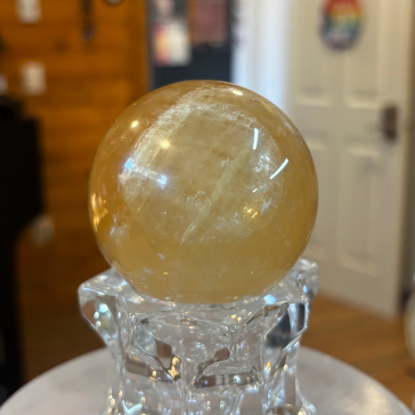 Honey Calcite Sphere