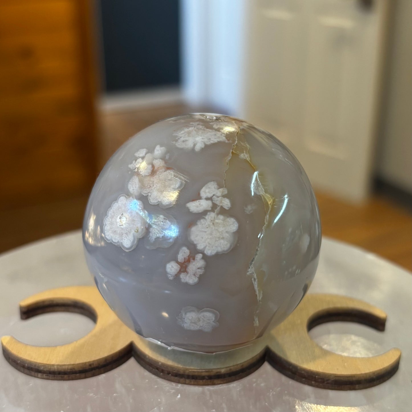 Flower Agate Sphere/Egg