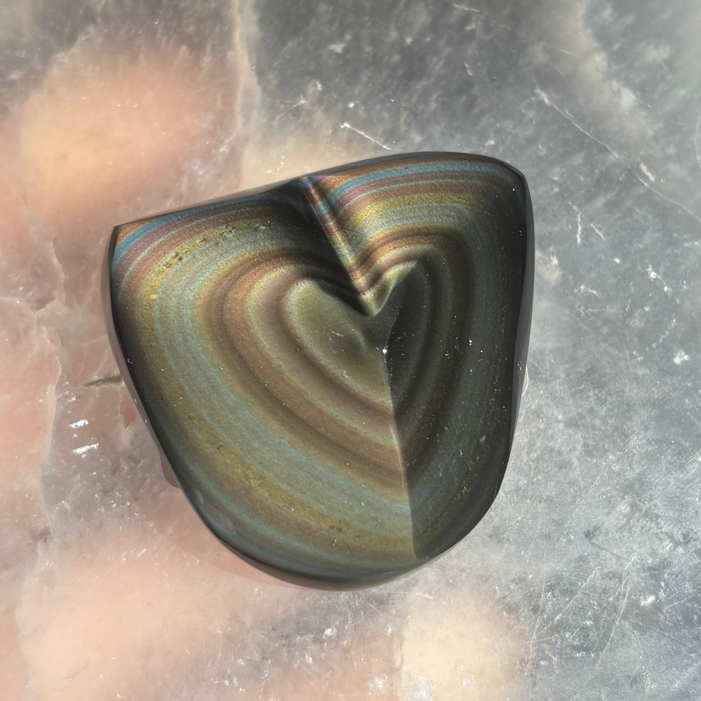 Rainbow Obsidian Heart