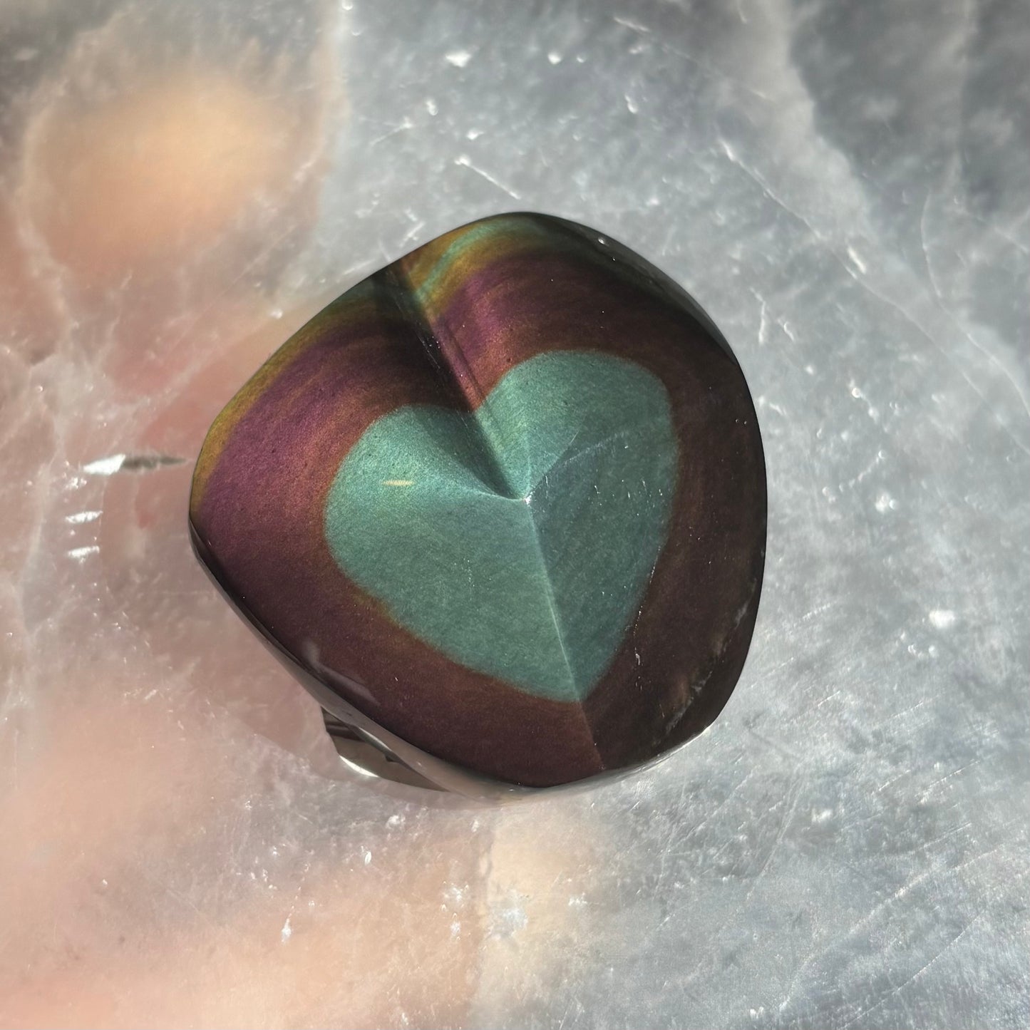 Rainbow Obsidian Heart