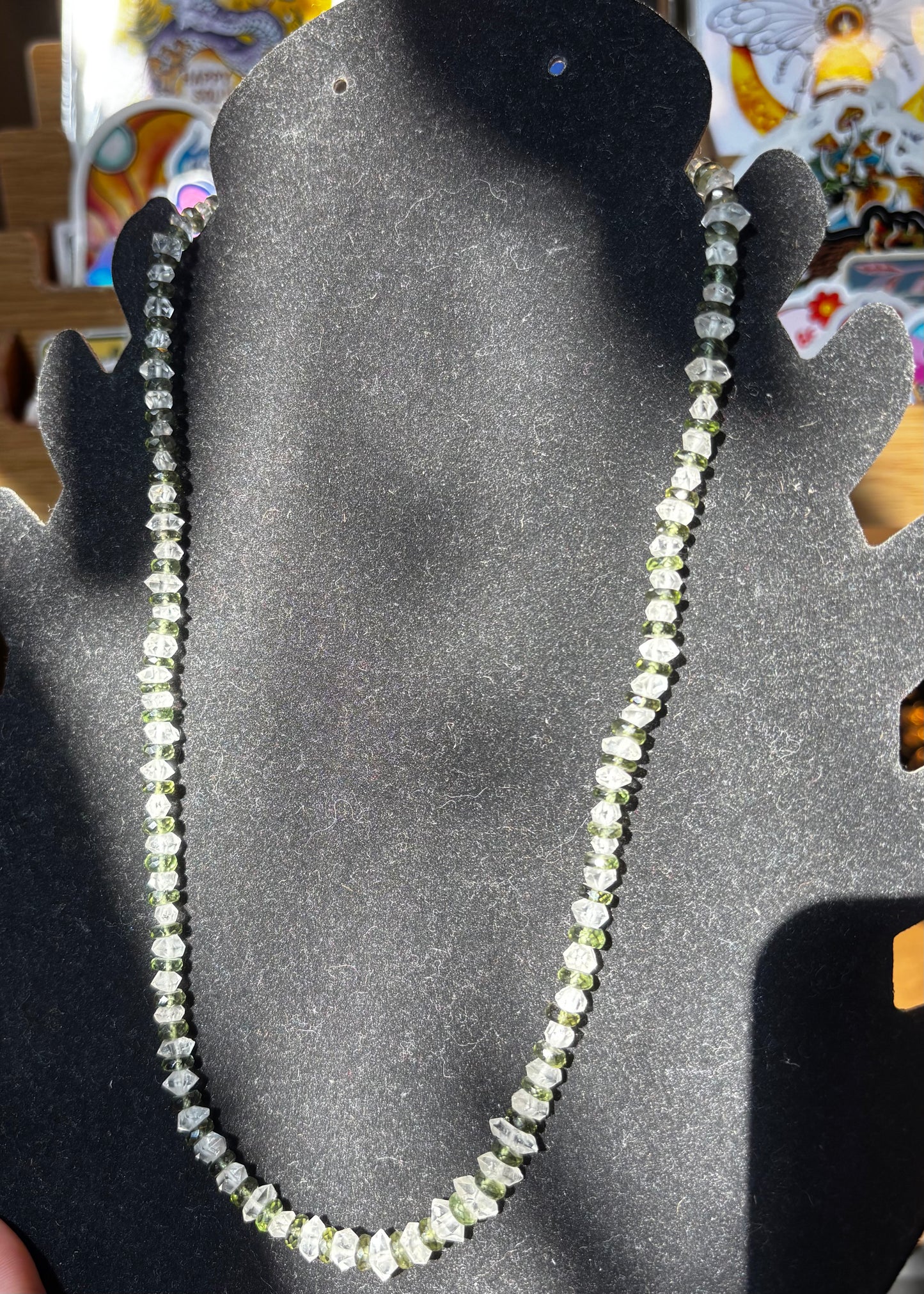 Moldavite & Herkimer Diamond Necklace