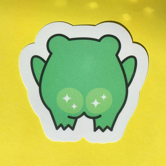 Kawaii frog butt funny cute hilarious sticker toad holograph: Plain / 3in