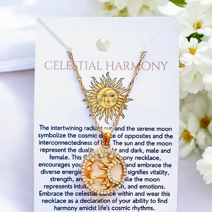 Celestial Harmony CZ Necklace - 18K Gold Plated, Waterproof