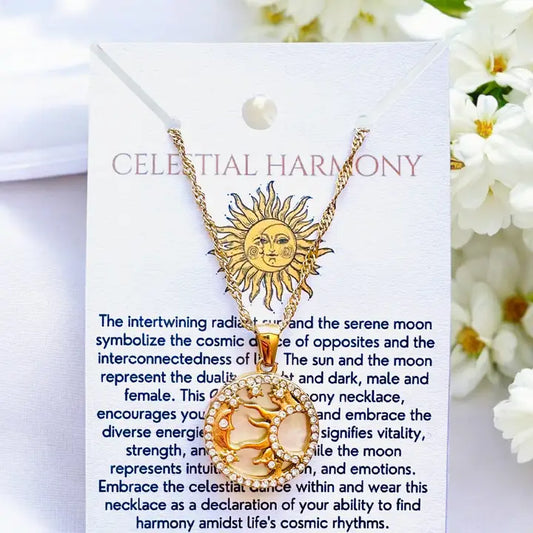 Celestial Harmony CZ Necklace - 18K Gold Plated, Waterproof